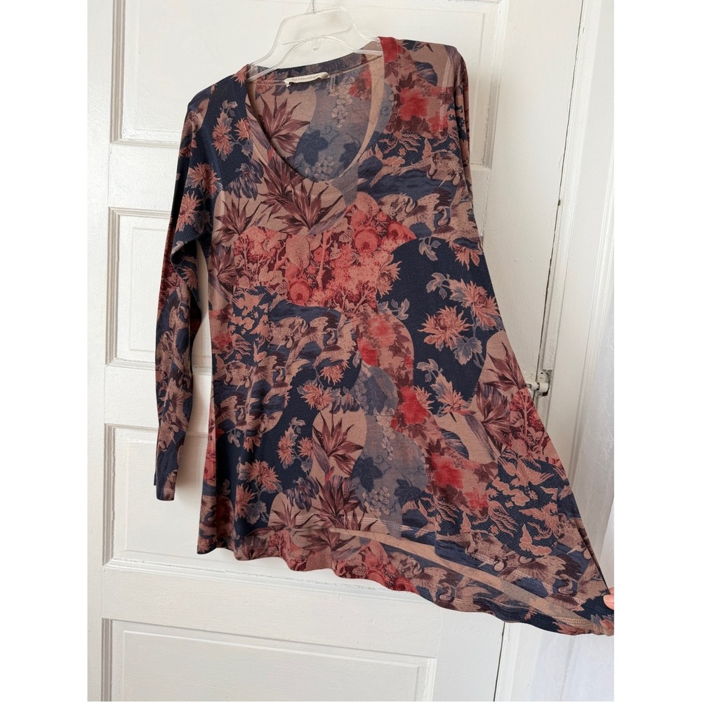Soft Surroundings Watercolor Floral Scoop Neck Long Sleeve Tunic Top USA Made S - Picture 5 of 11